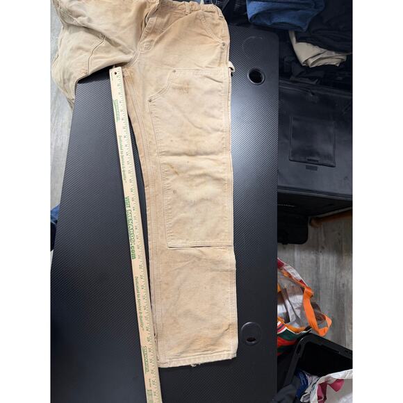 Vintage USA Made Carhartt Double Knee Carpenter Pants Tan Fits 30x32 No Button - Picture 7 of 14